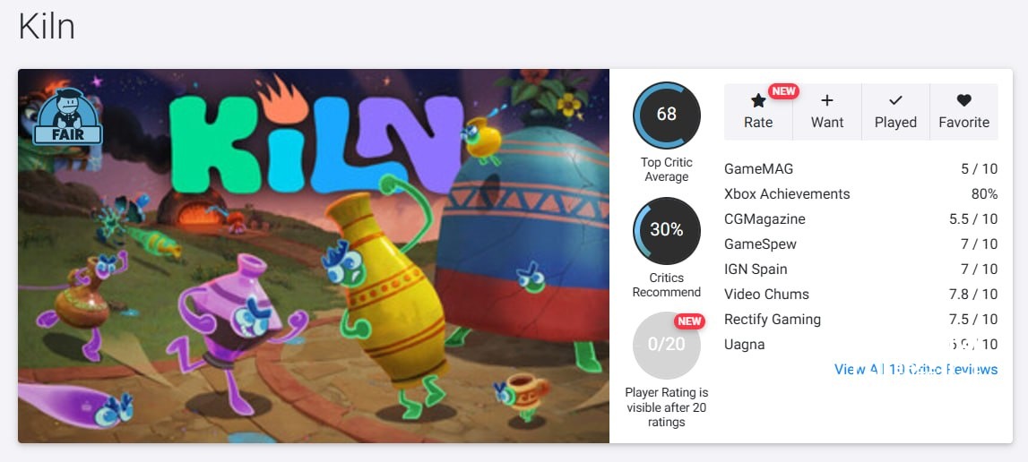 More Kiln ratings have appeared.Opinions are generally similar