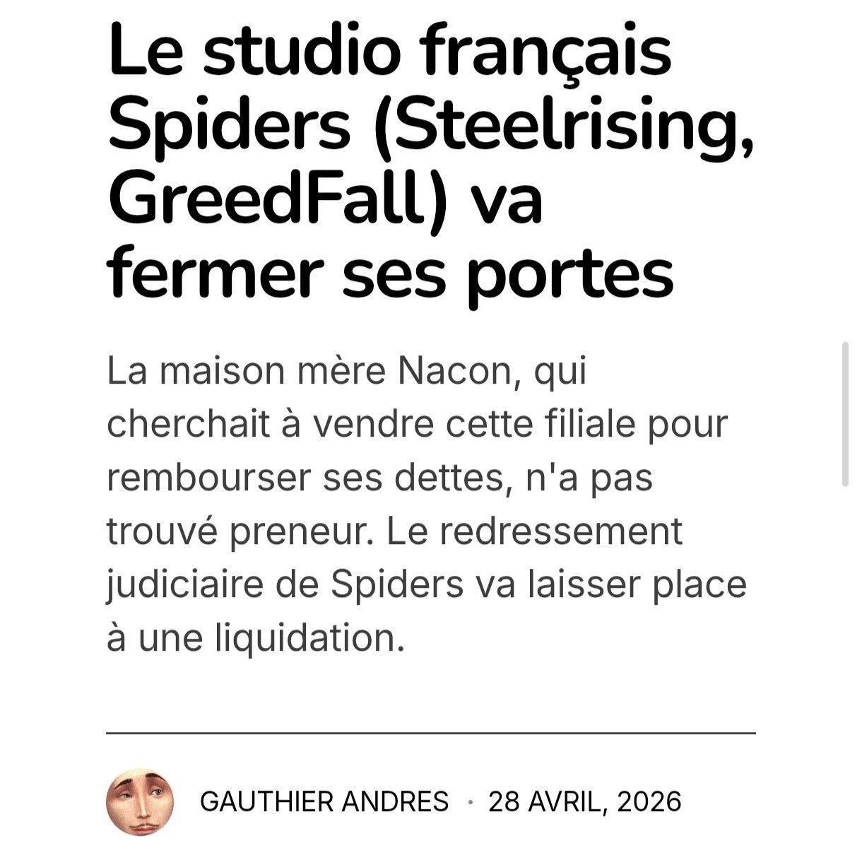 The situation is catastrophic.Spiders Studio - the developers of Greedfall - will be liquidated for debts.