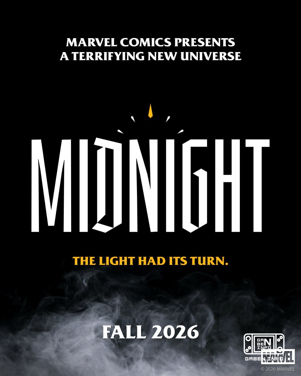 Marvel Comics has unexpectedly announced a “terrifying new universe” called Midnight.Details will be revealed next week....