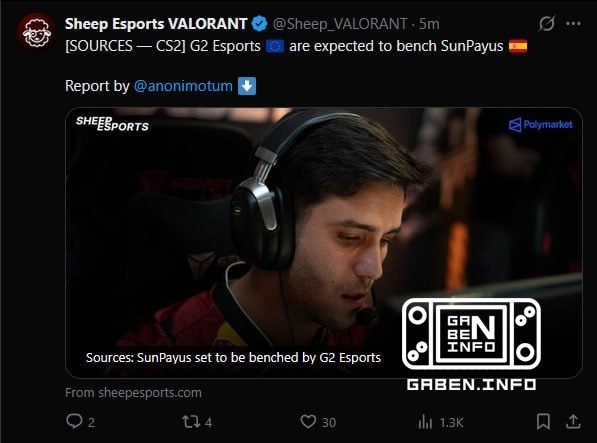 ❗️ G2:-SunPayUs по информации от Sheep Esports.