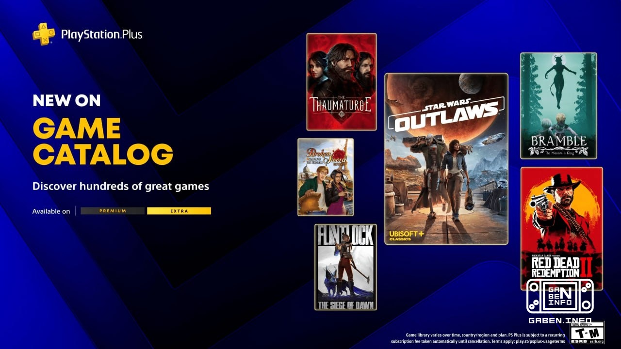 Today PS Plus Extra and Premium added new games.Among them are Star Wars Outlaws, Red Dead Redemption 2 and The Thaumatu...