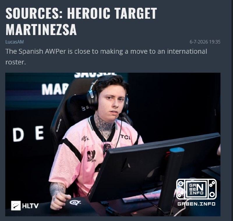 😼 HEROIC НАШЛИ НОВОГО СНАЙПЕРА — команда подпишет испанского снайпера MartinezSA из Gentle Mates, по данным HLTV ❤️ — хо...