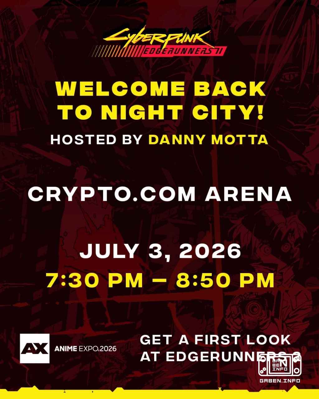 Details about Cyberpunk: Edgerunners 2 will be shared on July 4 at Anime Expo 2026. The presentation will start at 05:30...