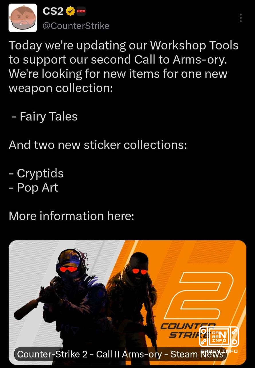 Annonce de la nouvelle rotation d'Armory sur Twitter CS2 🤦♂️ Ce soir les développeurs ont lancé un nouveau concours de s...