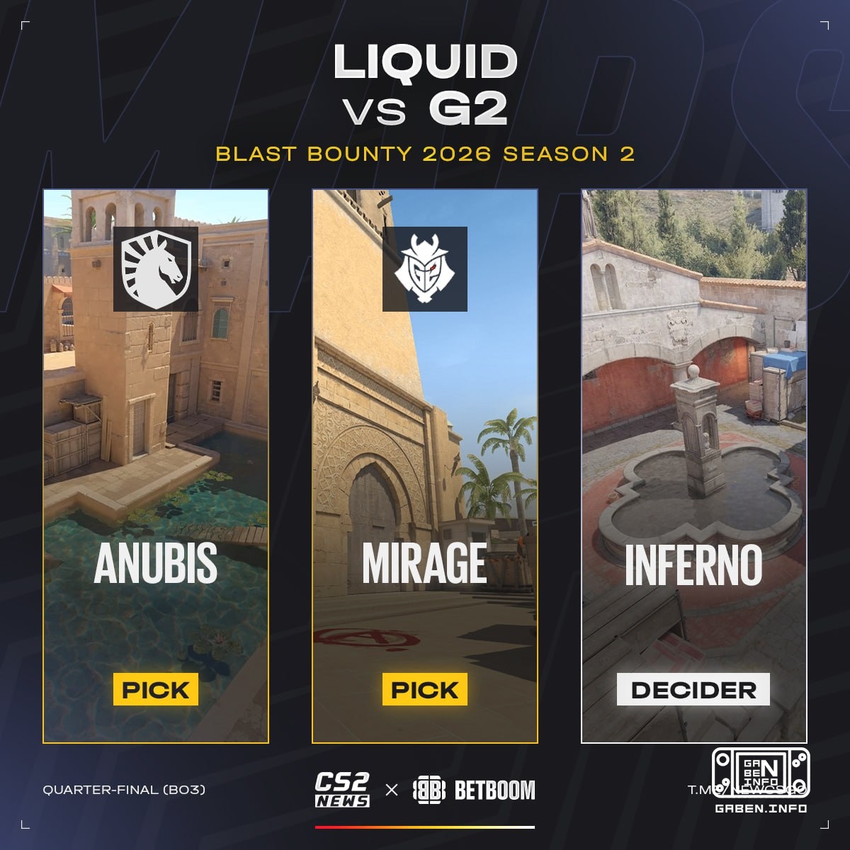 🤔 Will the “horses” be able to show an excellent game today? We’ll find out in the match 🇺🇸 Liquid vs 🇪🇺 G2.