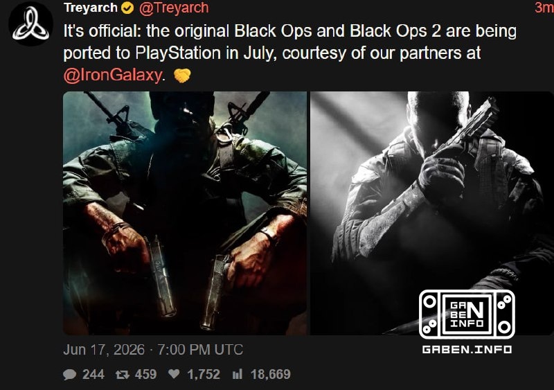 BREAKING: Black Ops 1 and 2 will be released on modern PlayStation consoles in July. The ports are handled by Iron Galax...