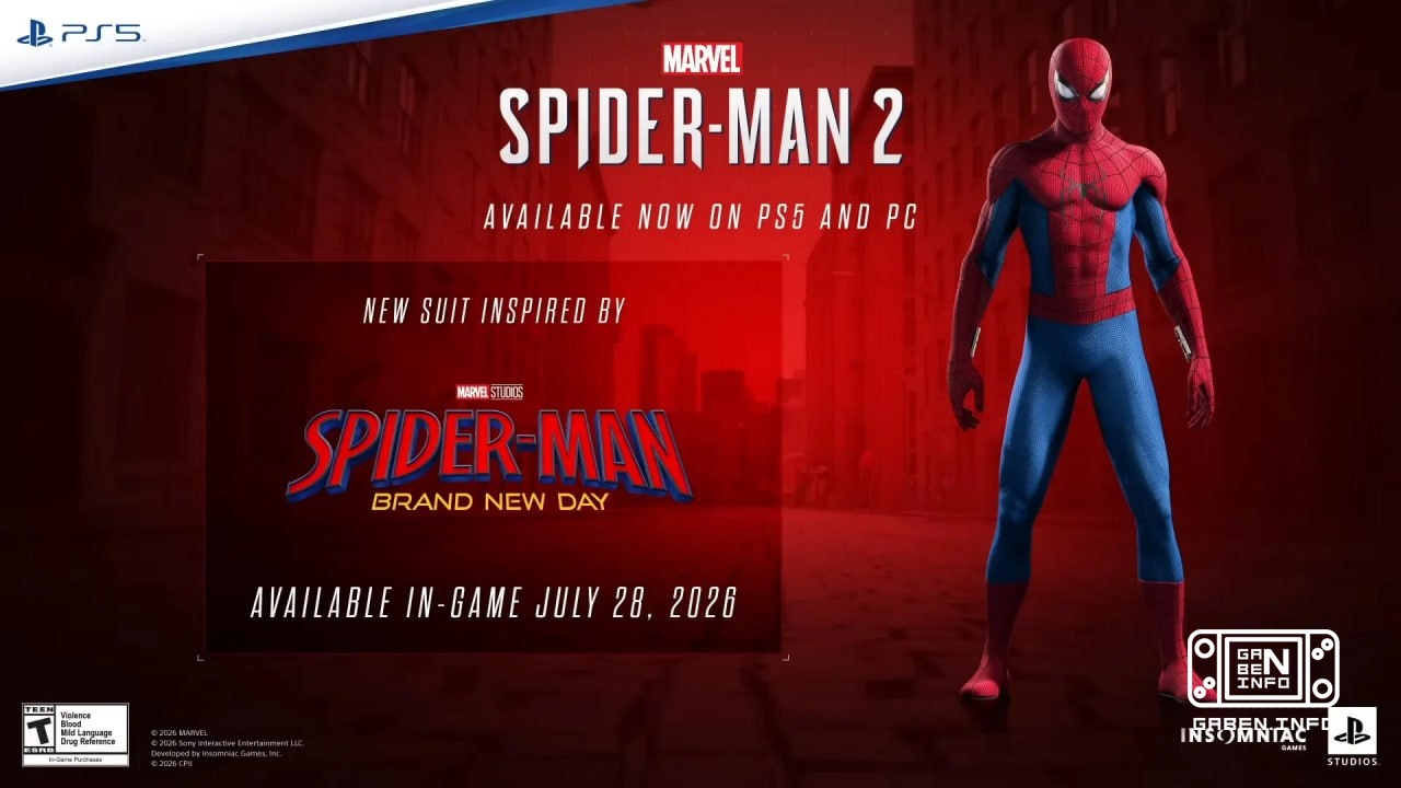 سيتضمن Marvel's Spider-Man 2 زيًا من الفيلم عند إصدار Spider-Man: The New Day.سيتم إصدار التحديث على PS5 والكمبيوتر الشخ...