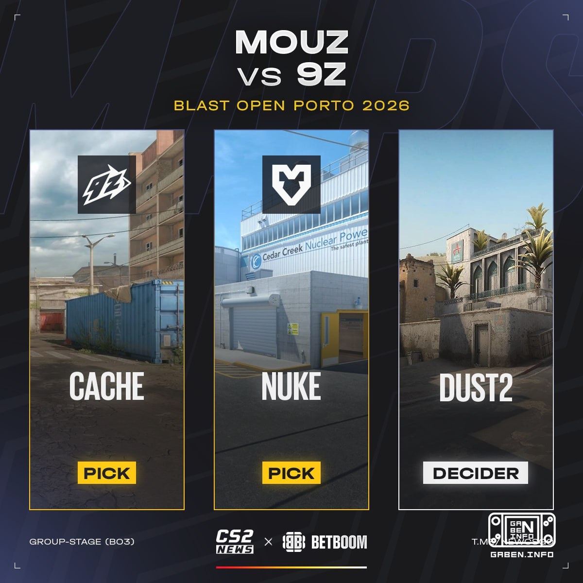 È difficile immaginare come questo match supererà il precedente, ma vedremo! 9z e 🇪 MOUZ hanno scelto le carte per il lo...