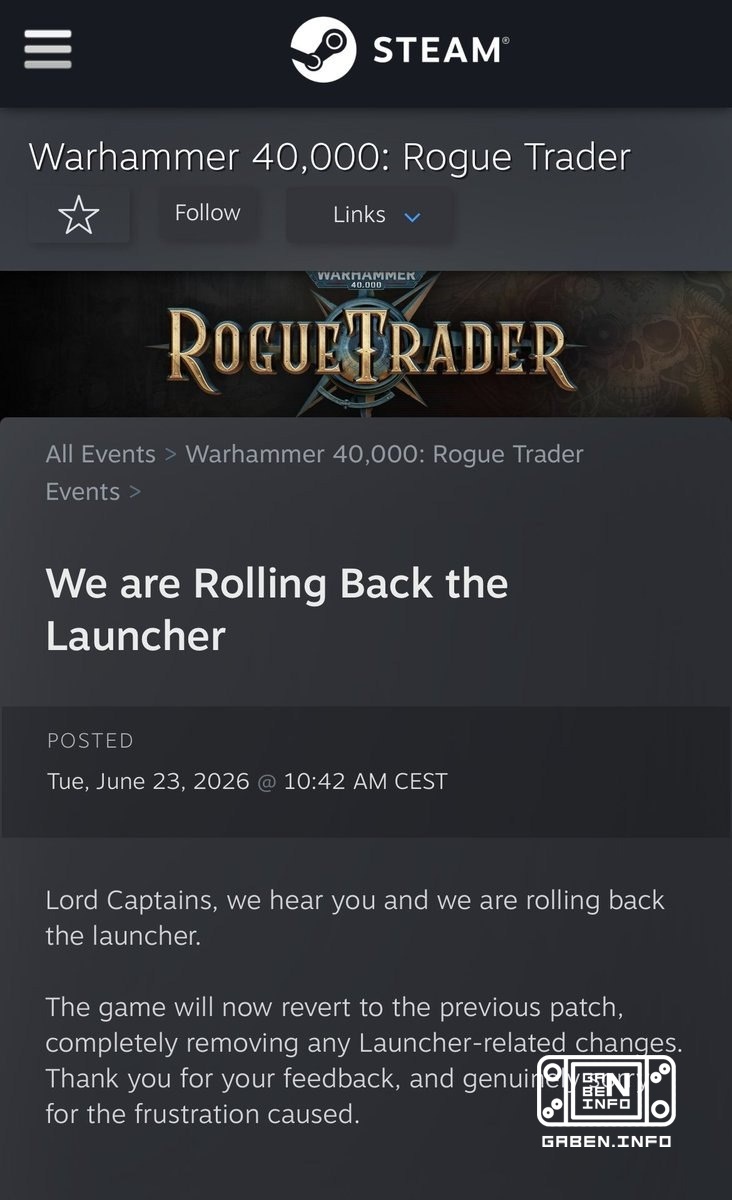 OwlCat Games verwijderde de launcher uit Warhammer 40.000: Rogue Trader. De verontwaardiging van de community was zo gro...