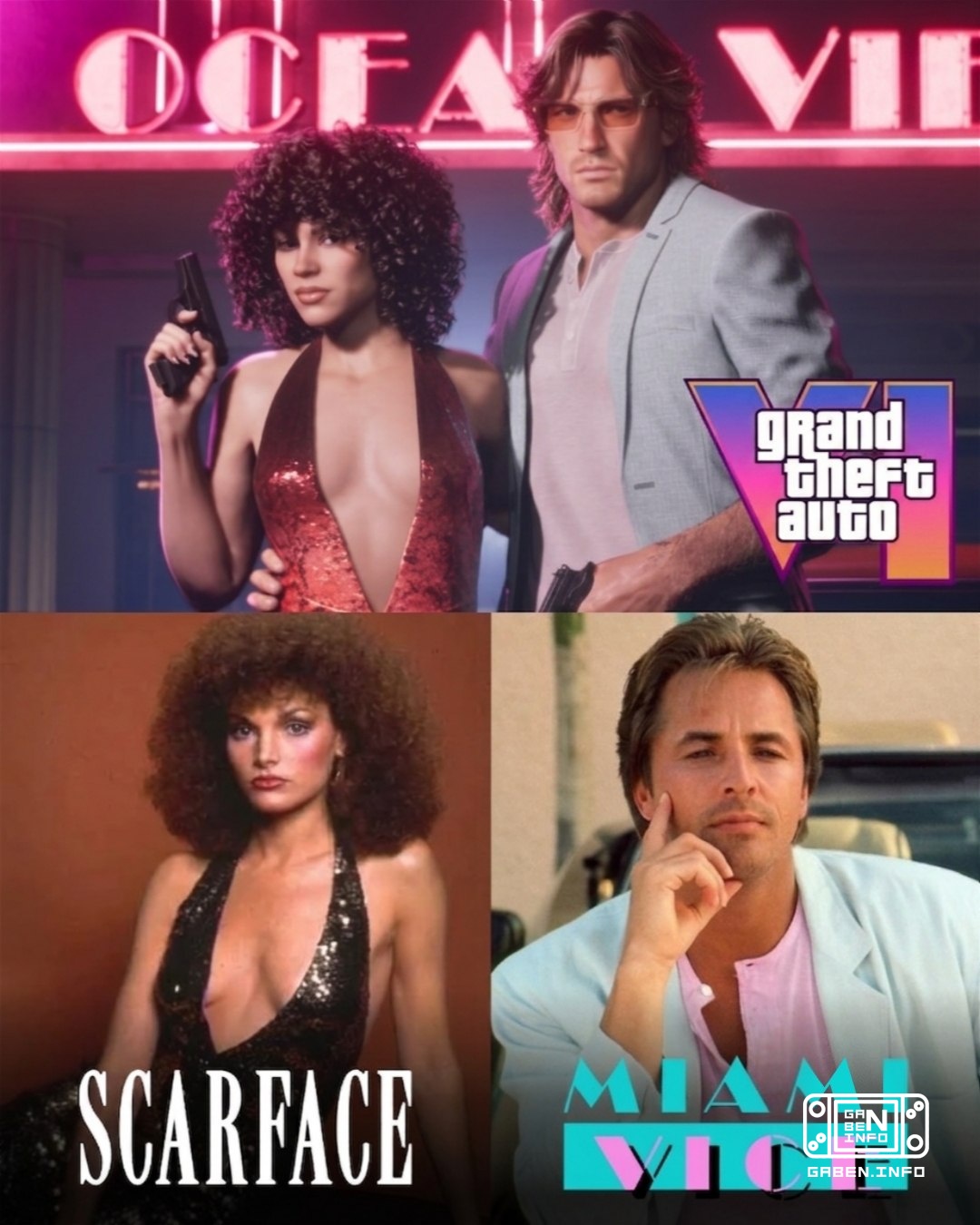 O cenário "Vintage Vice City" ambientado em GTA 6 contém referências a filmes cult - "Scarface" e a série de TV "Miami V...