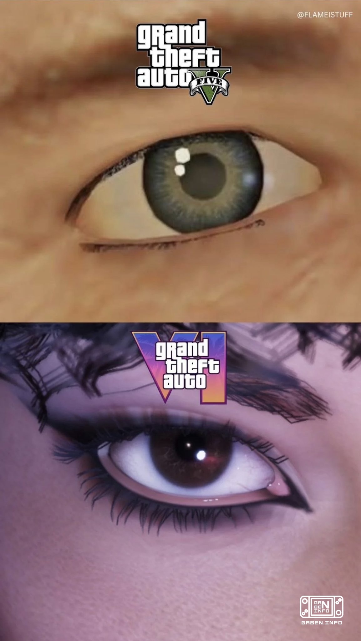 Сравнение глаза женщин в GTA V и GTA VI Если вы удивлялись когда-то яичкам лошадок, то здесь можете удивиться, что кто-т...
