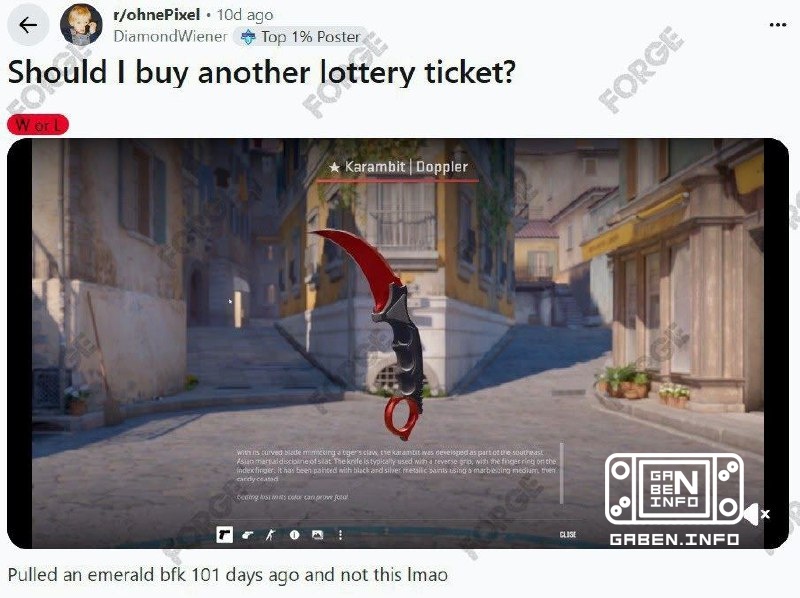 EVERYONE WILL ENVY THIS PLAYER'S LUCK There was a guy on Reddit whose luck Gaben twisted for ×10000 and he took out a co...