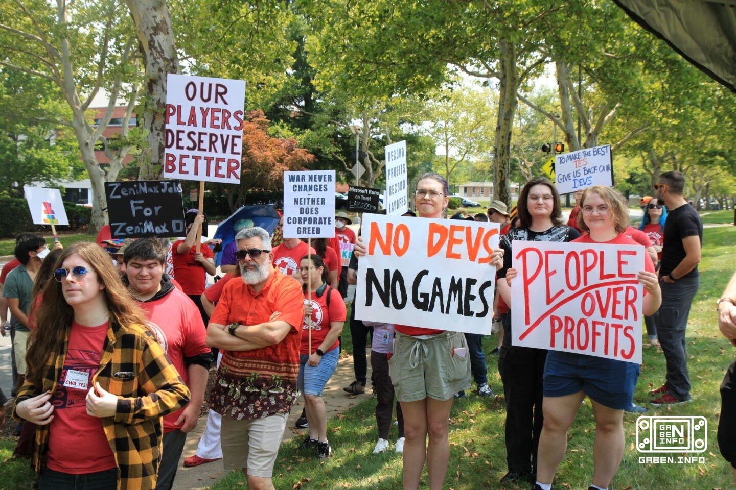 Bethesda and Zenimax employees protest amid layoffs Today, more than 100 people from Bethesda Game Studios and Zenimax O...