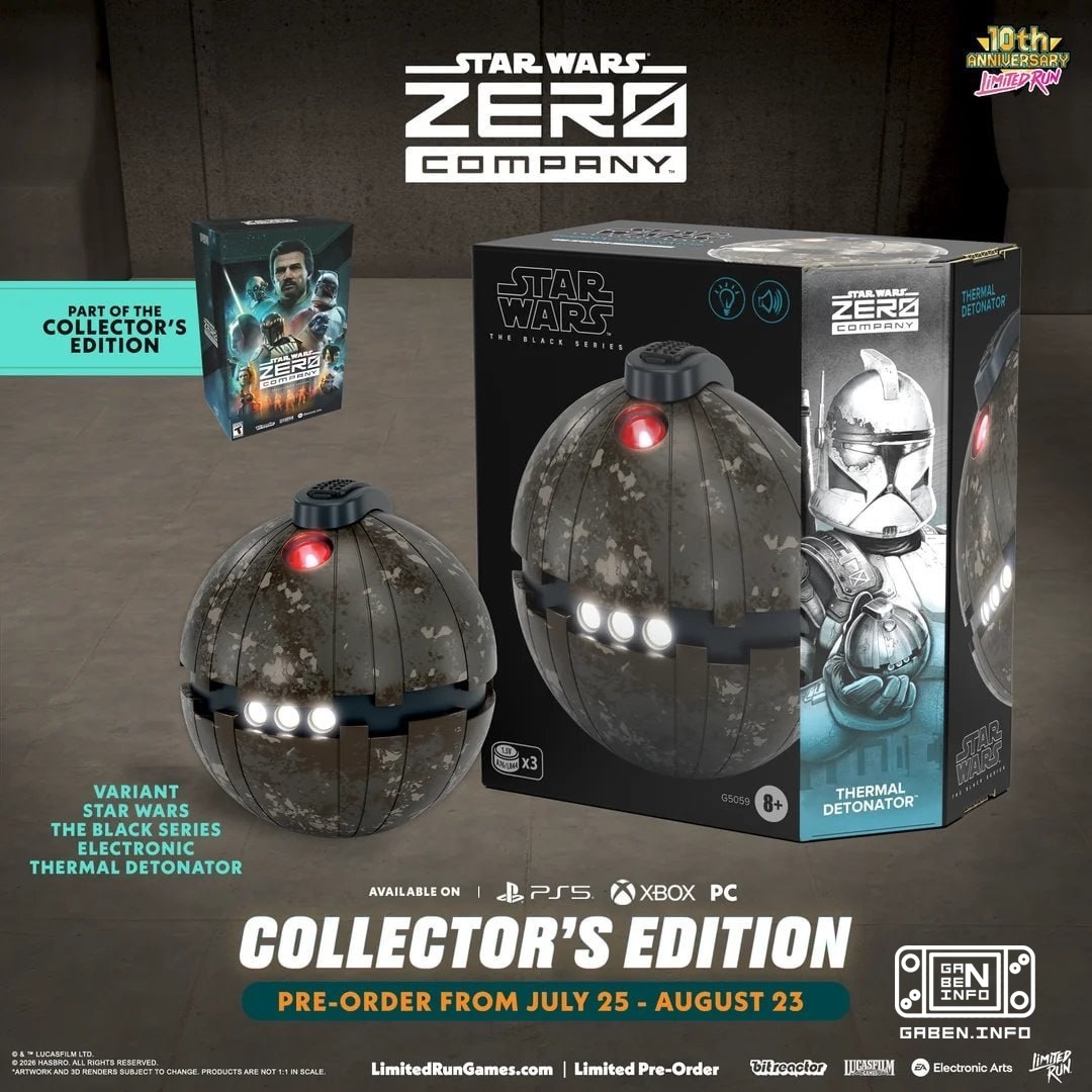 《星球大战零连》将从 Limited Run Games 获得实体版和收藏版。花 300 美元购买该收藏品将获得一个非常酷的克隆人手榴弹、一张带有钢盒的光盘、一枚带有克隆人和徽标的别针、一张桌垫、补丁、英雄卡和一个用于存放 2000 年代光...