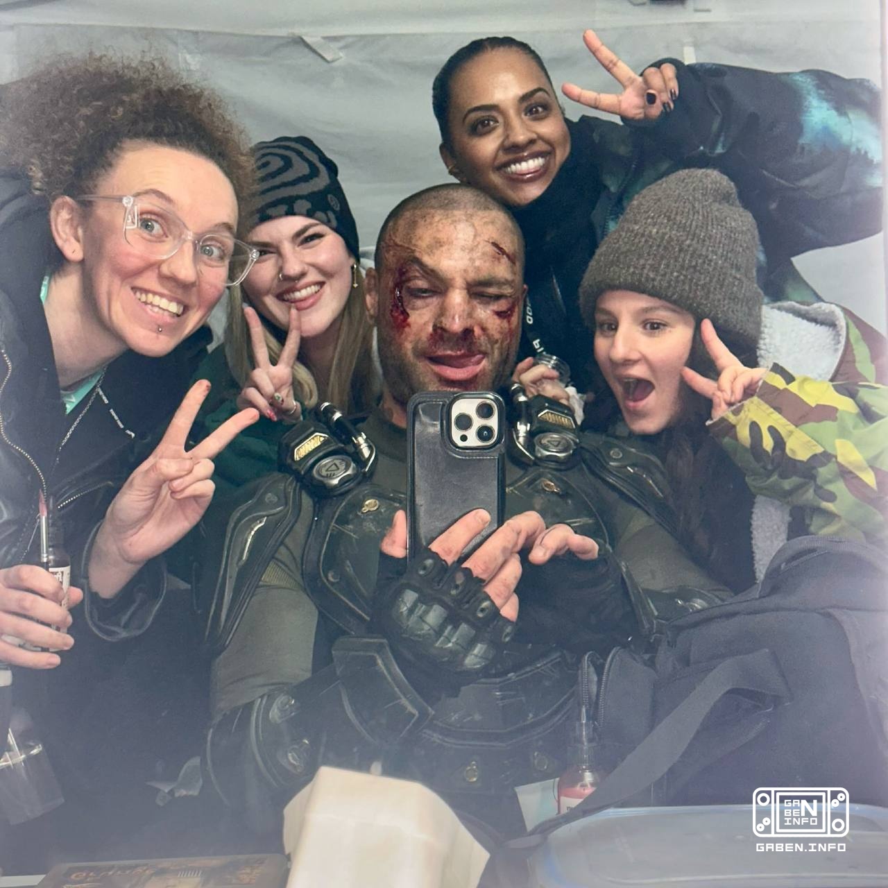 Michael Mando on the set of Spider-Man: New Day.