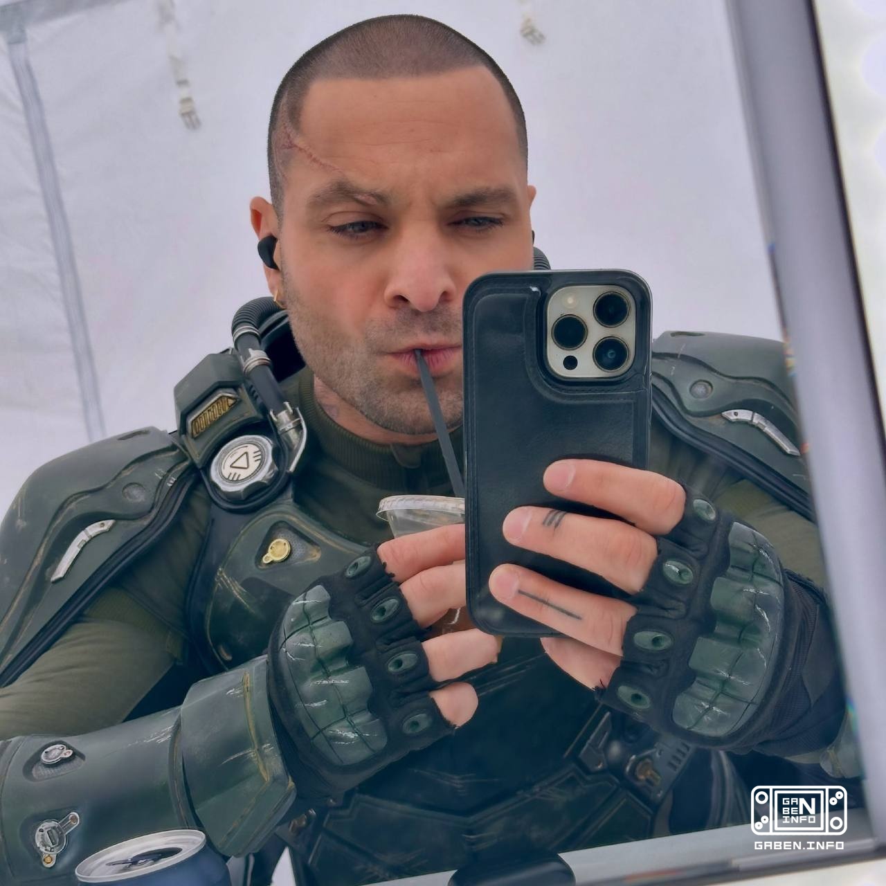 Michael Mando on the set of Spider-Man: New Day.