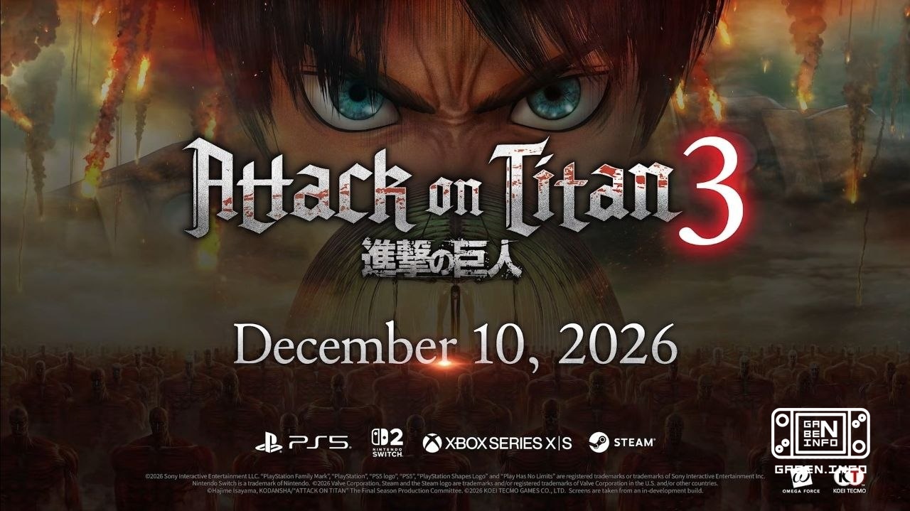 Attack of Titan 3は12月唯一ゲームとなる. PS5,XBOX Series,Nintendo Switch 2およびPCでは12月10日にリリースされる.