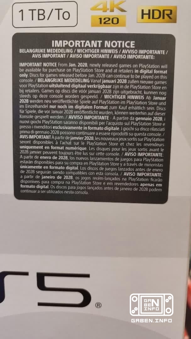The PlayStation is now printing console boxes with a warning that disc production will be stopped. As of today, it's off...