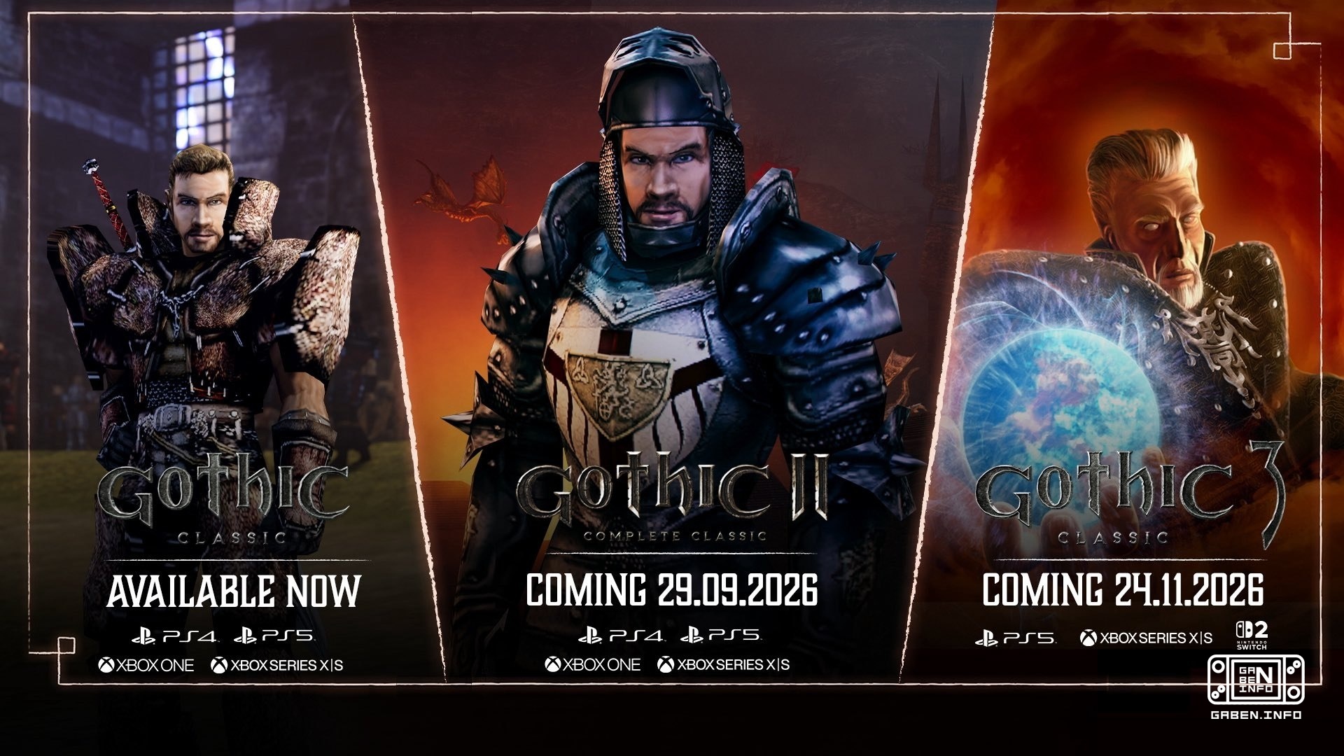 Gothic 2 i Gothic 3 pojawią się na aktualnych platformach do końca roku Gothic 2 wydanie się 29 września na PS4, PS5, Xb...