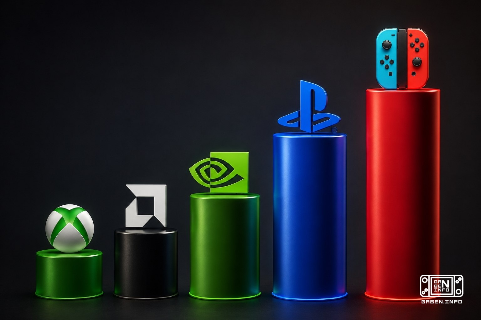 Deel van de spelrichting in de totale inkomsten van bedrijven op basis van de laatste kwartaalverslagen: Xbox 5,5% AMD 6...