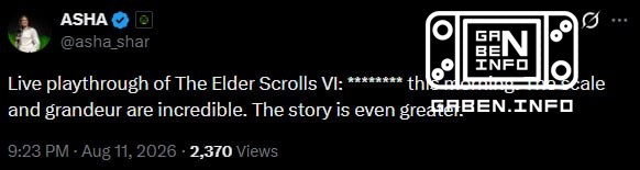 Аша Шарма поиграла в The Elder Scrolls VI: **** — игра показалась ей масштабнее предыдущей части, а её история «более ве...