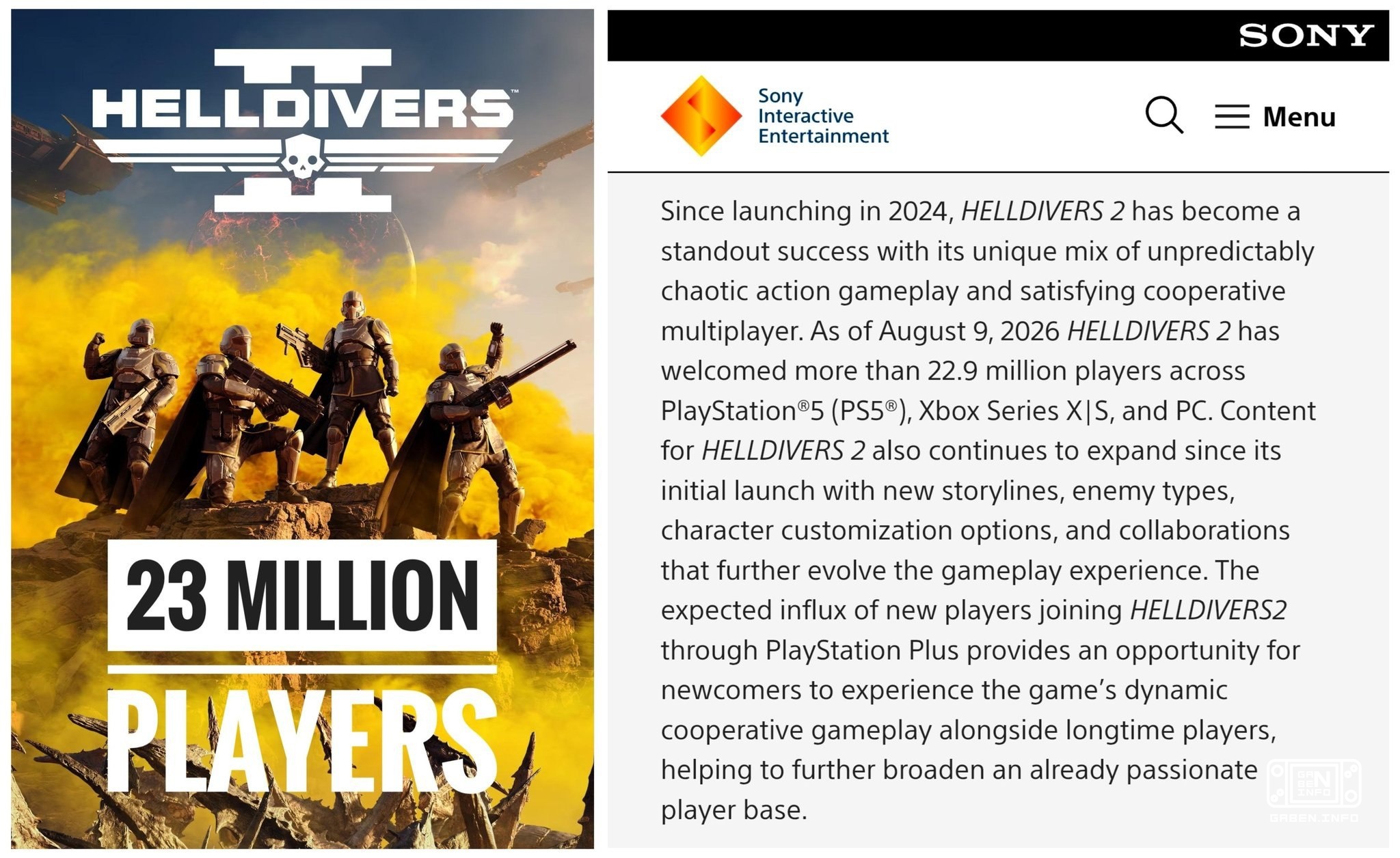Helldivers 2 достигла примерно 23 млн игроков на всех платформах по состоянию на 9 августа 2026 года — спустя 2,5 года п...