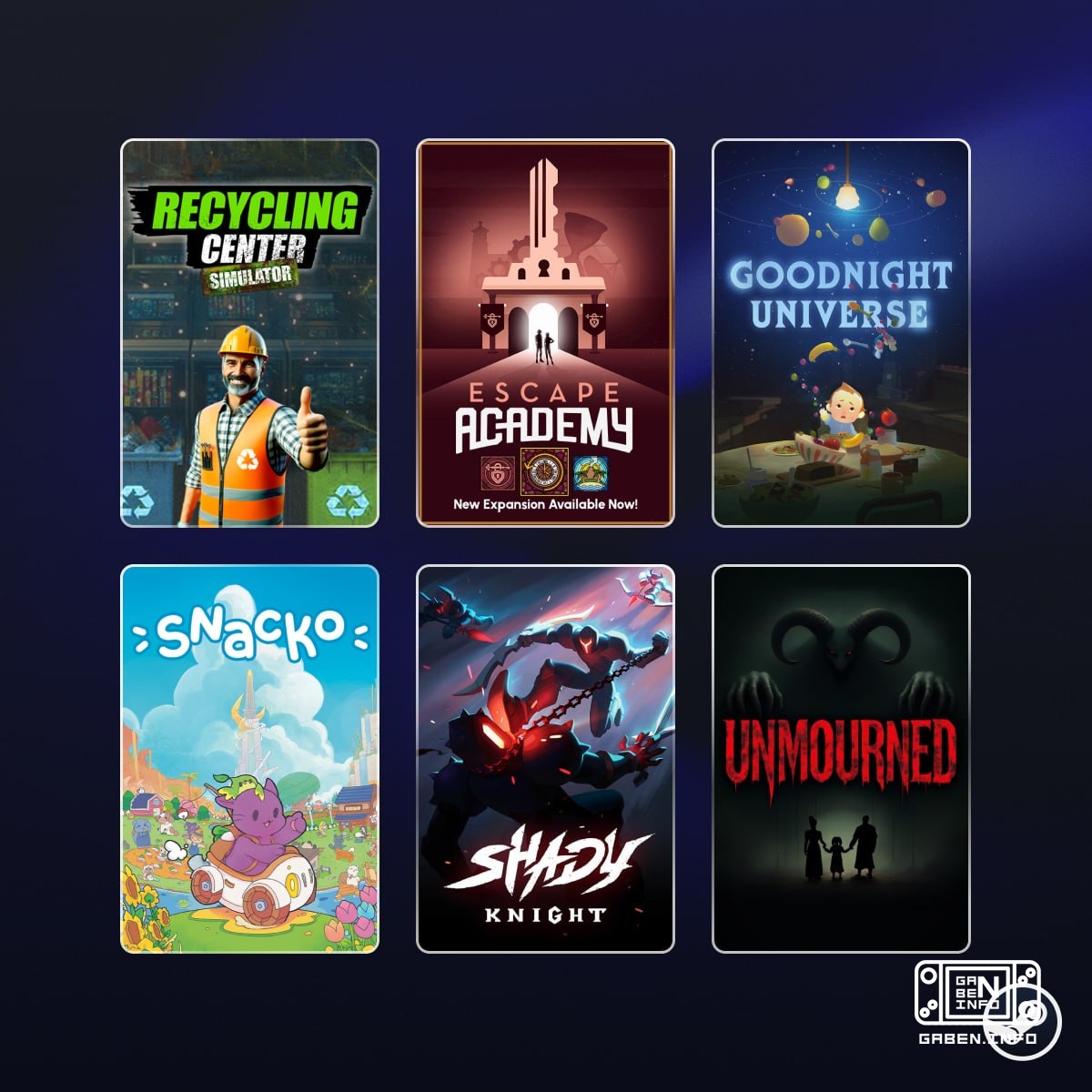 Steam has launched daily discounts 58% off Recycling Center Simulator, 85% off Escape Academy, 33% off Goodnight Univers...