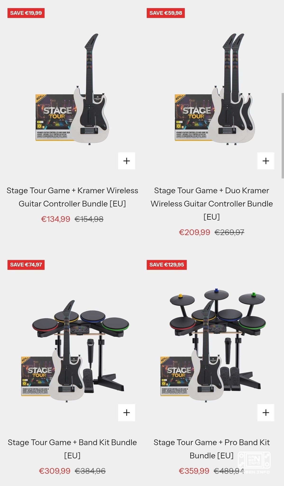 Комплект Stage Tour с гитарой обойдется вам в €135 (~13к рублей) Отдельно гитара стоит €114 евро, когда как микрофон — €...