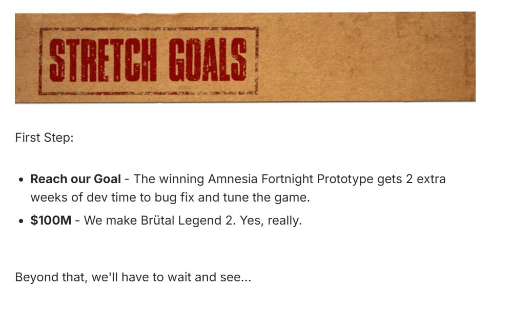 Double Fine verspricht 100 Millionen Dollar Brutal Legend 2 zu machen. Wir verkaufen die Wohnungen Ihrer Großmütter sofo...