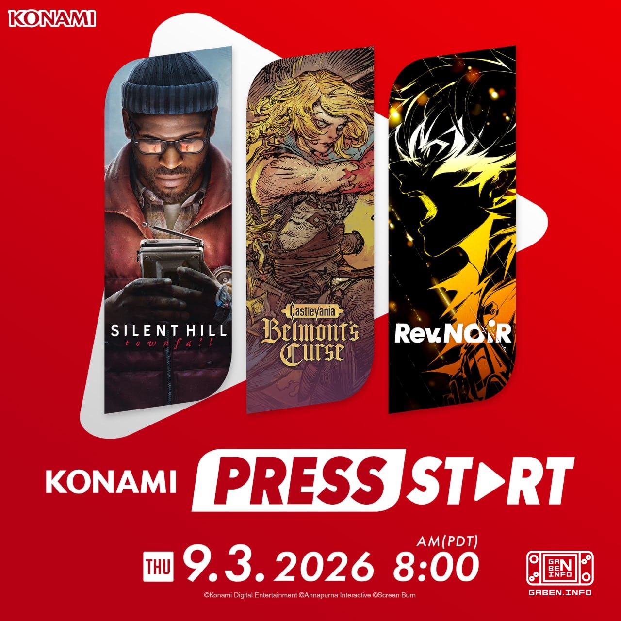 Konami проведёт свою презентацию 3 сентября в 18:00 по МСК На Konami Press Start покажут что-то новенькое по Castlevania...
