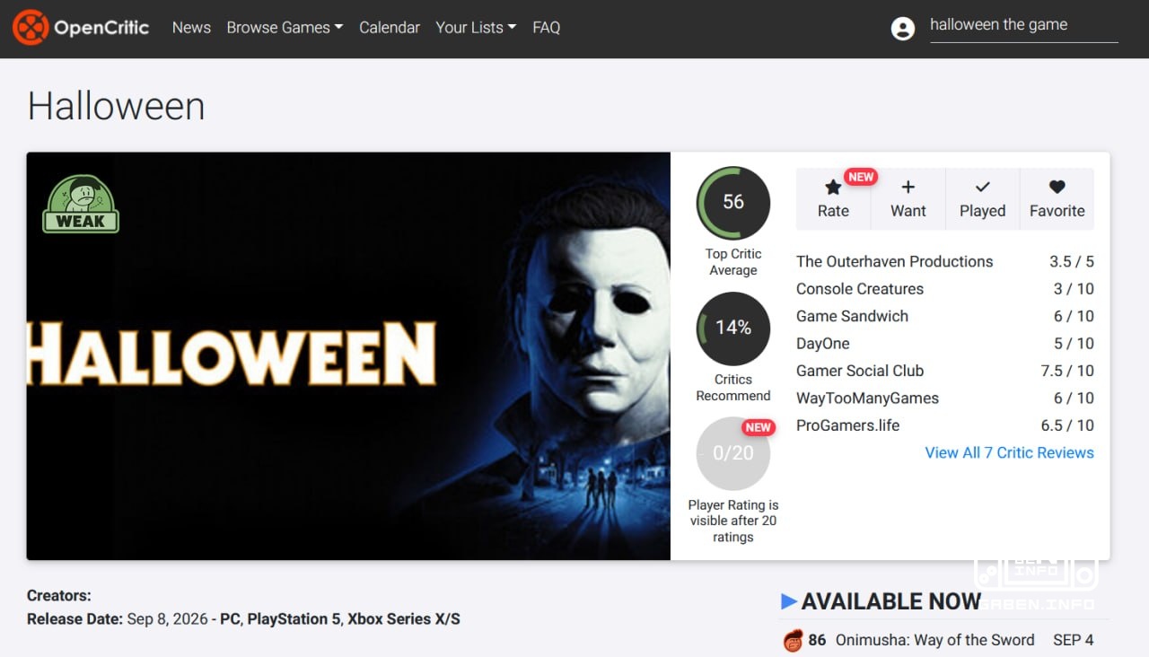 Halloween: The Game получила всего 56/100 от критиков Критики хвалят атмосферу ностальгии, возвращение Майкла Майерса и ...