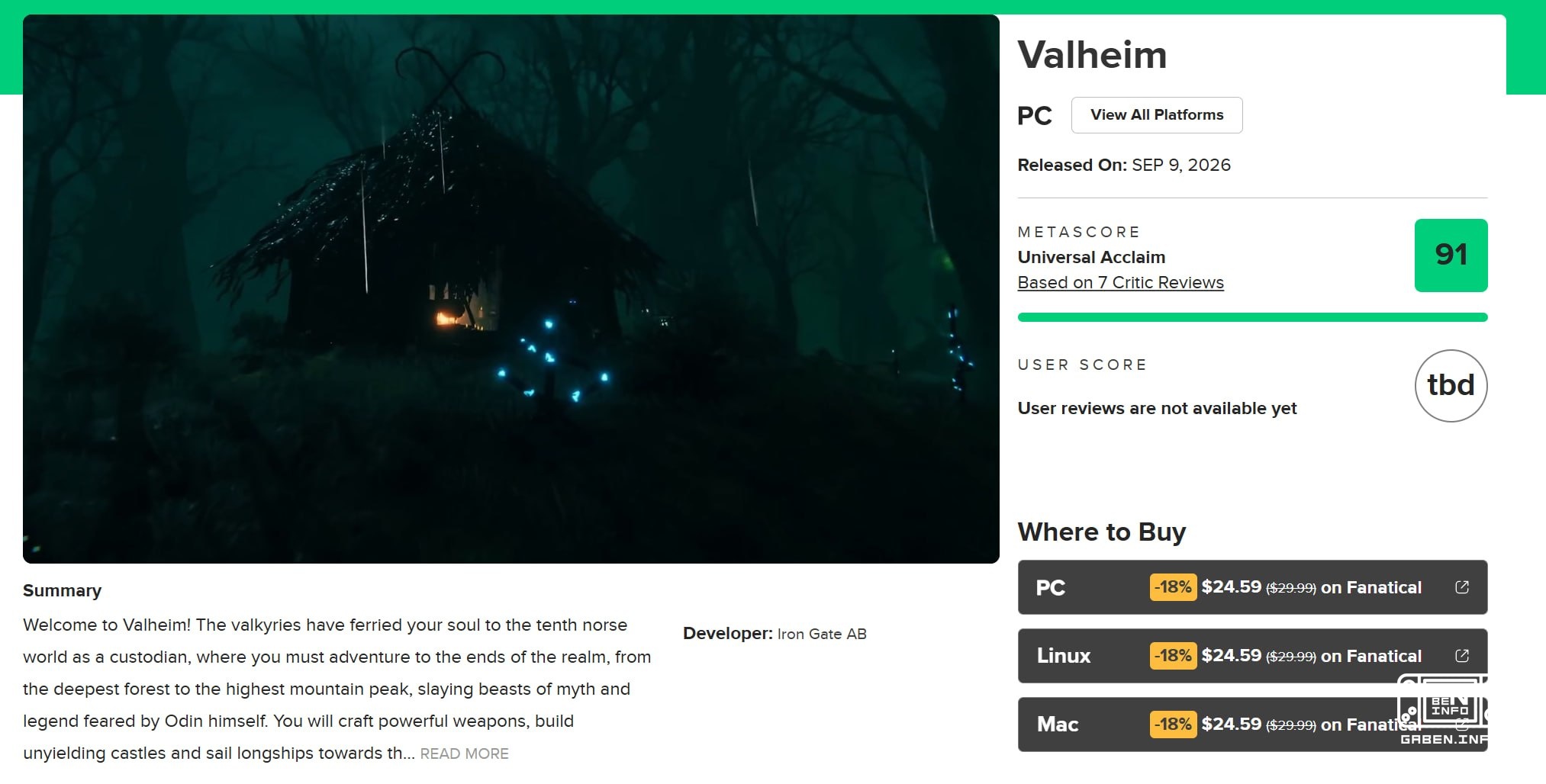 Valheim obtiene 91 puntos en Metacritic de 7 críticos • IGN 10/10 • TheGamer 10/10 • Game8 9/10 • LootLevelChill 9/10 • ...