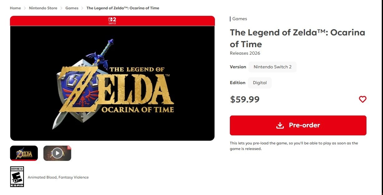 Los pre-orders de la remodelación de Ocarina of Time han comenzado y te piden $59.99. La traducción en ruso será, pero n...