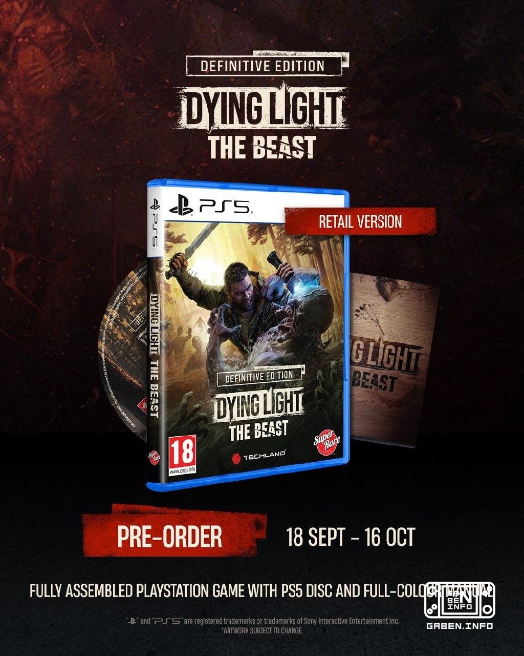为了纪念游戏诞生日,Dying Light: The Beast将获得PS5的实体版. 这将包括卡斯特伍兹的地图,手册,OST和其他小鱼儿.
