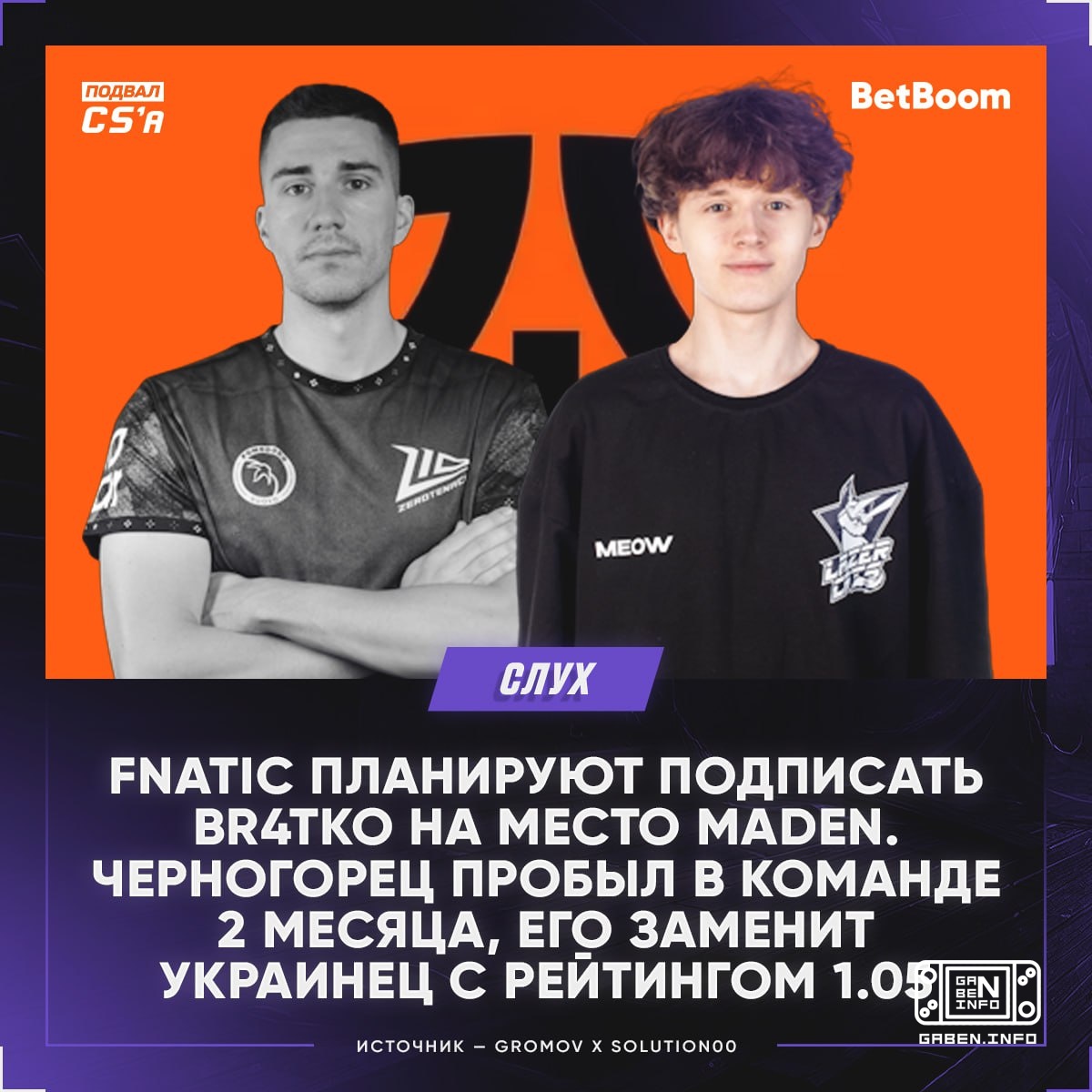 🇸🇪 FNATIC play practices with 🇺🇦 Br4tkO instead of 🇲🇪 Maden - insight from Gromov x solutioN00 ⬇️ Possible team composit...