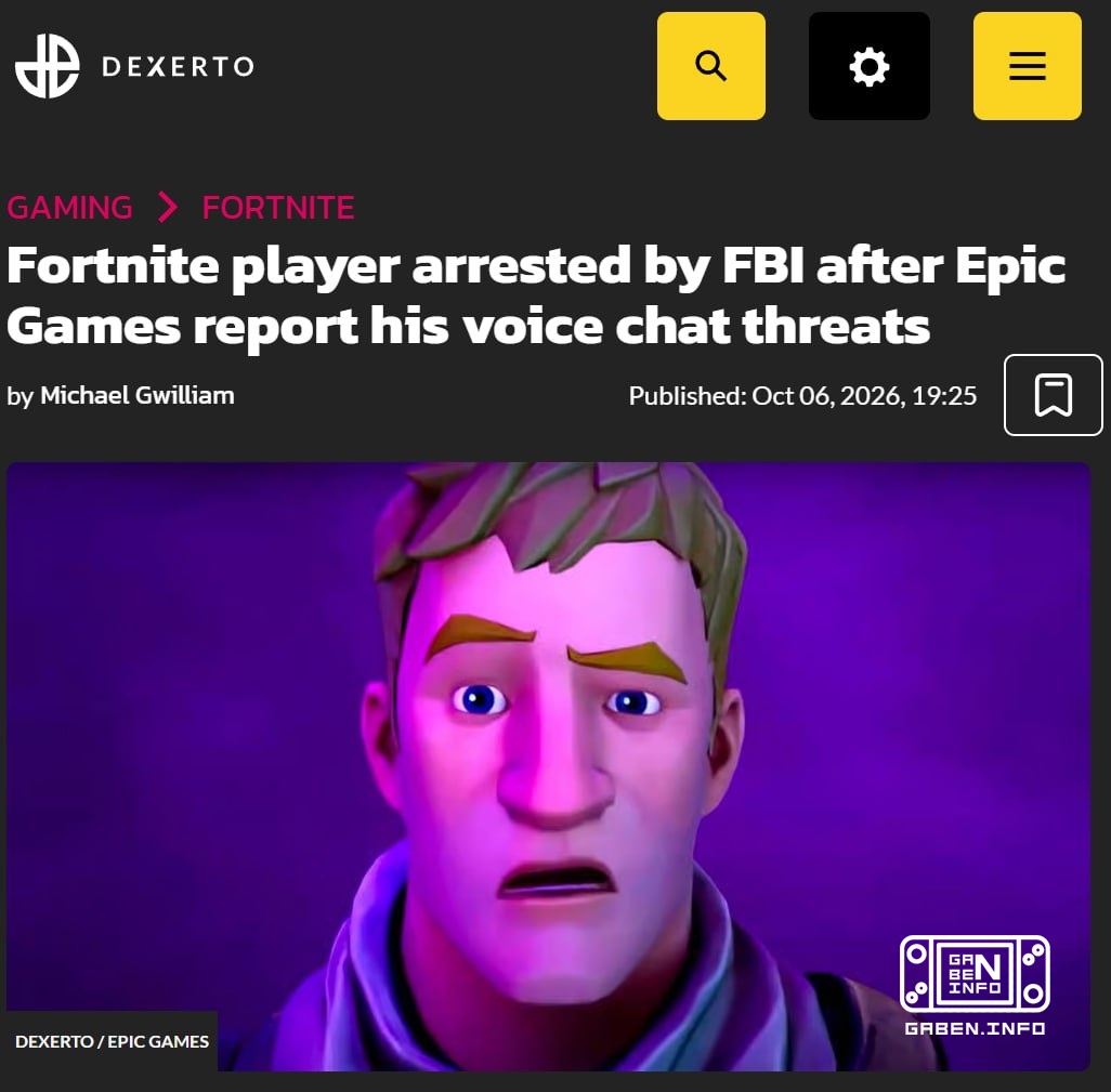 😐 Fortnite player got 5 years in prison for threatening teammates A 29-year-old Alabama resident was arrested after Epic...