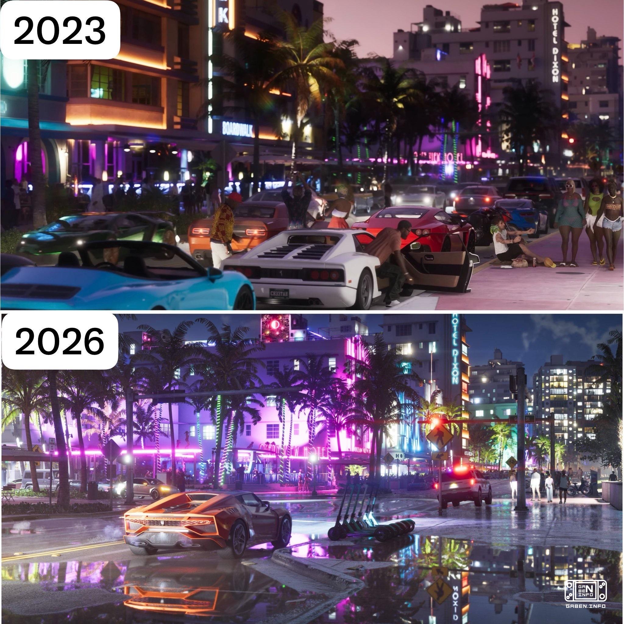 Fans of GTA VI compared the graphics of one of the streets of Weiss City in the first trailer of 2023 to the new promoti...