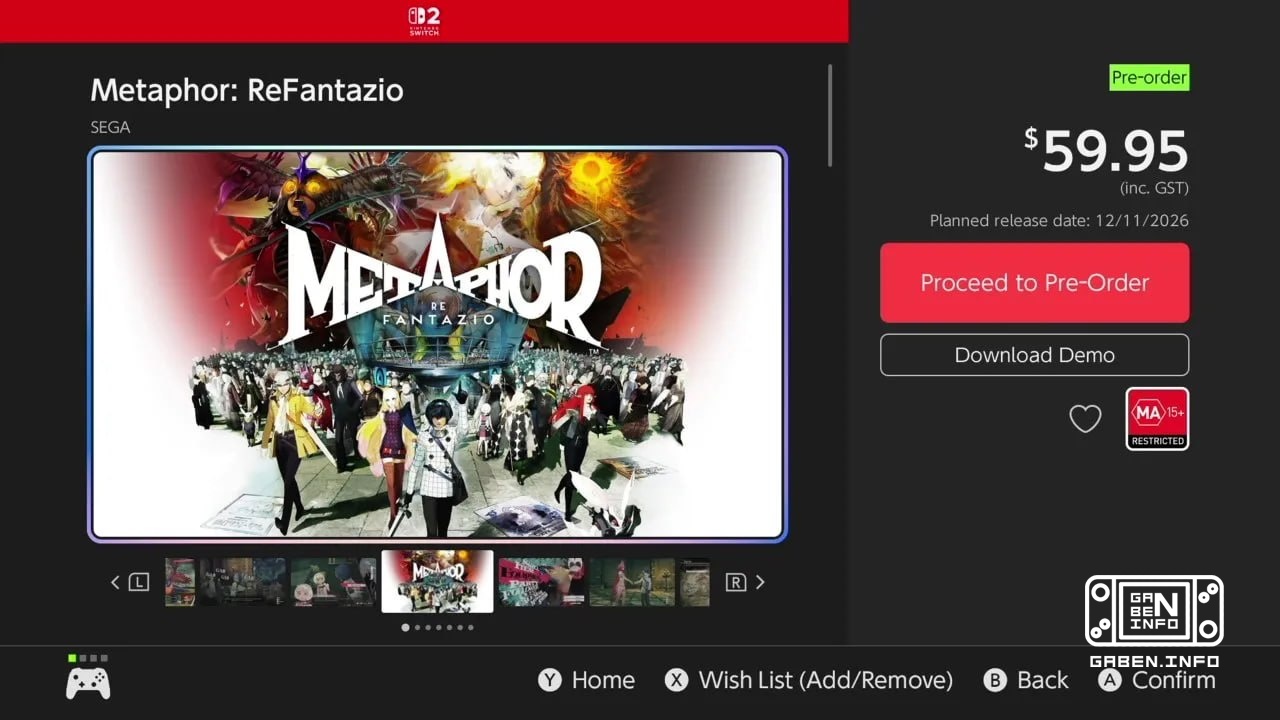 Metaphor telah mendapatkan demo di eShop Jepang besok harus menunggu rilisnya di wilayah lain, dan rilis pada Nintendo S...
