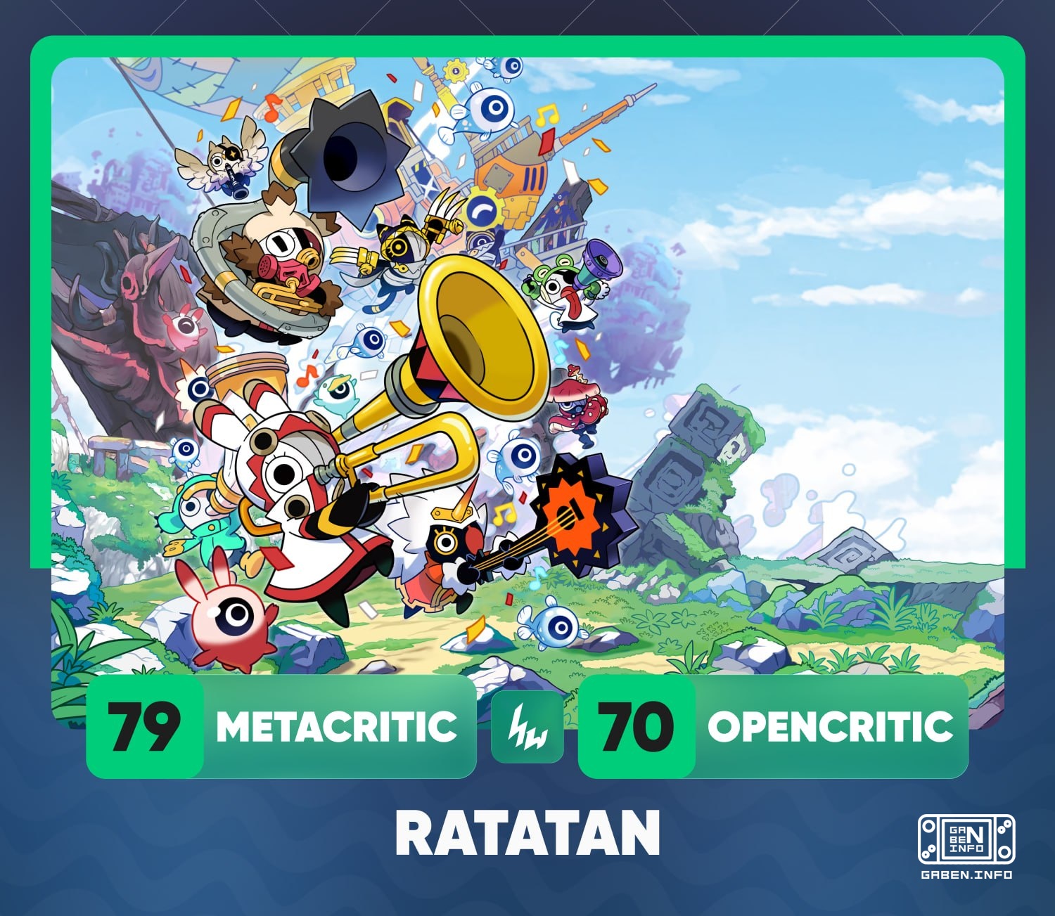 Patapon 4 or Ratatan was met with relatively calm reviews by critics: • CGMagazine 9/10 • WayTooManyGames 8/10 • Xbox Ac...