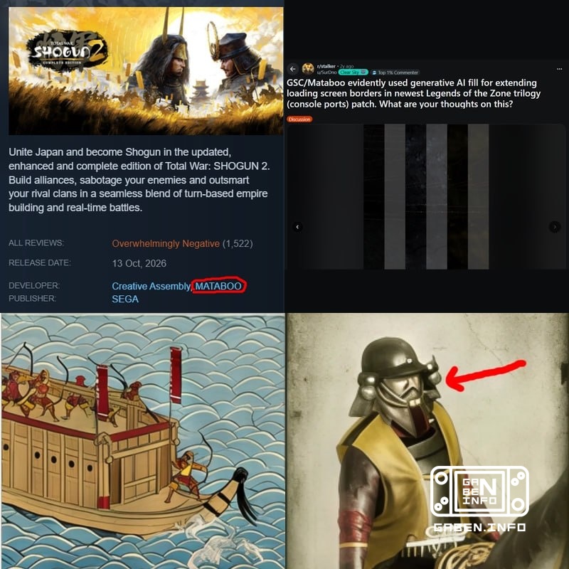 The studio responsible for the SHOGUN 2 remaster has previously used AI slopes in S.T.A.L.K.E.R reissues. It is not the ...