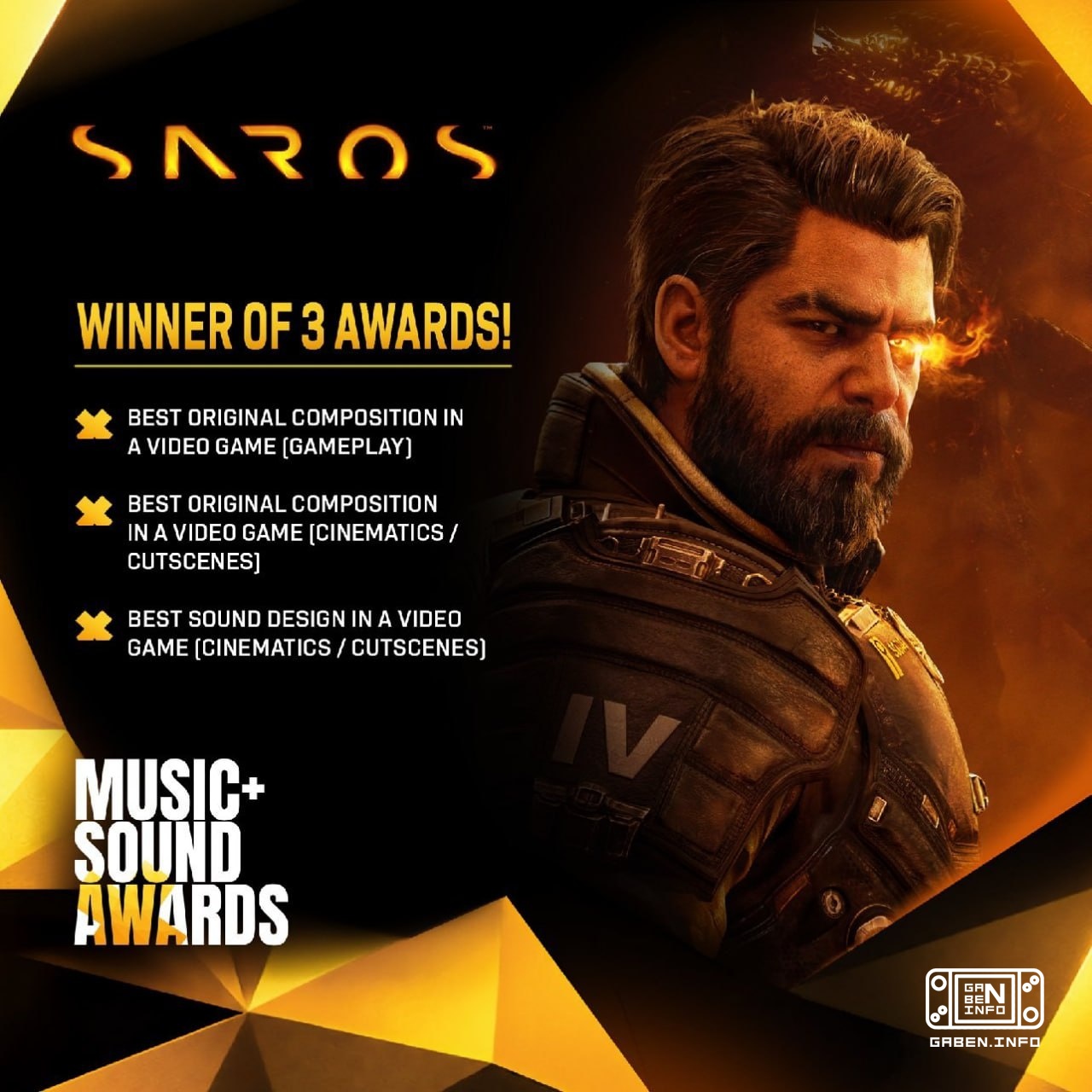 Saros dropped three awards at the Music + Sound Awards The PS5 exclusive from Housemarque won awards for: • Best origina...