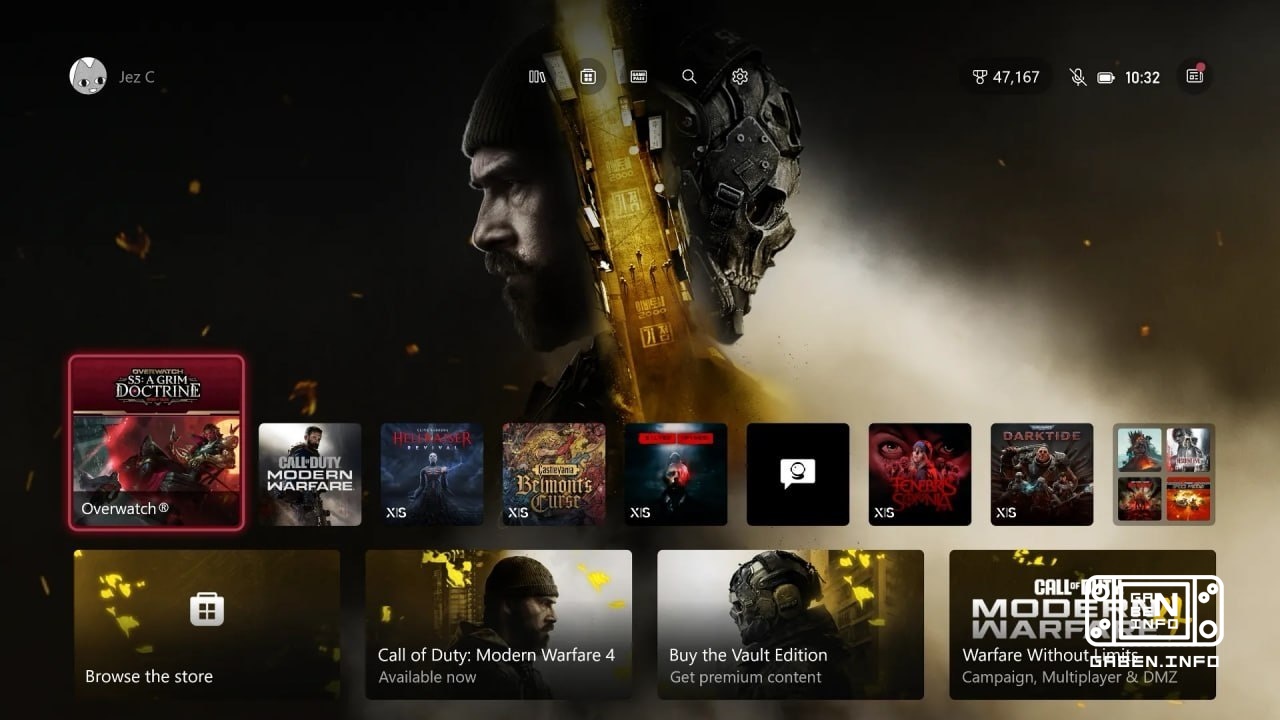 It replaced the user background on the Xbox Series of Microsoft X with Call Duty: Modern Warfare 4. And not only did the...