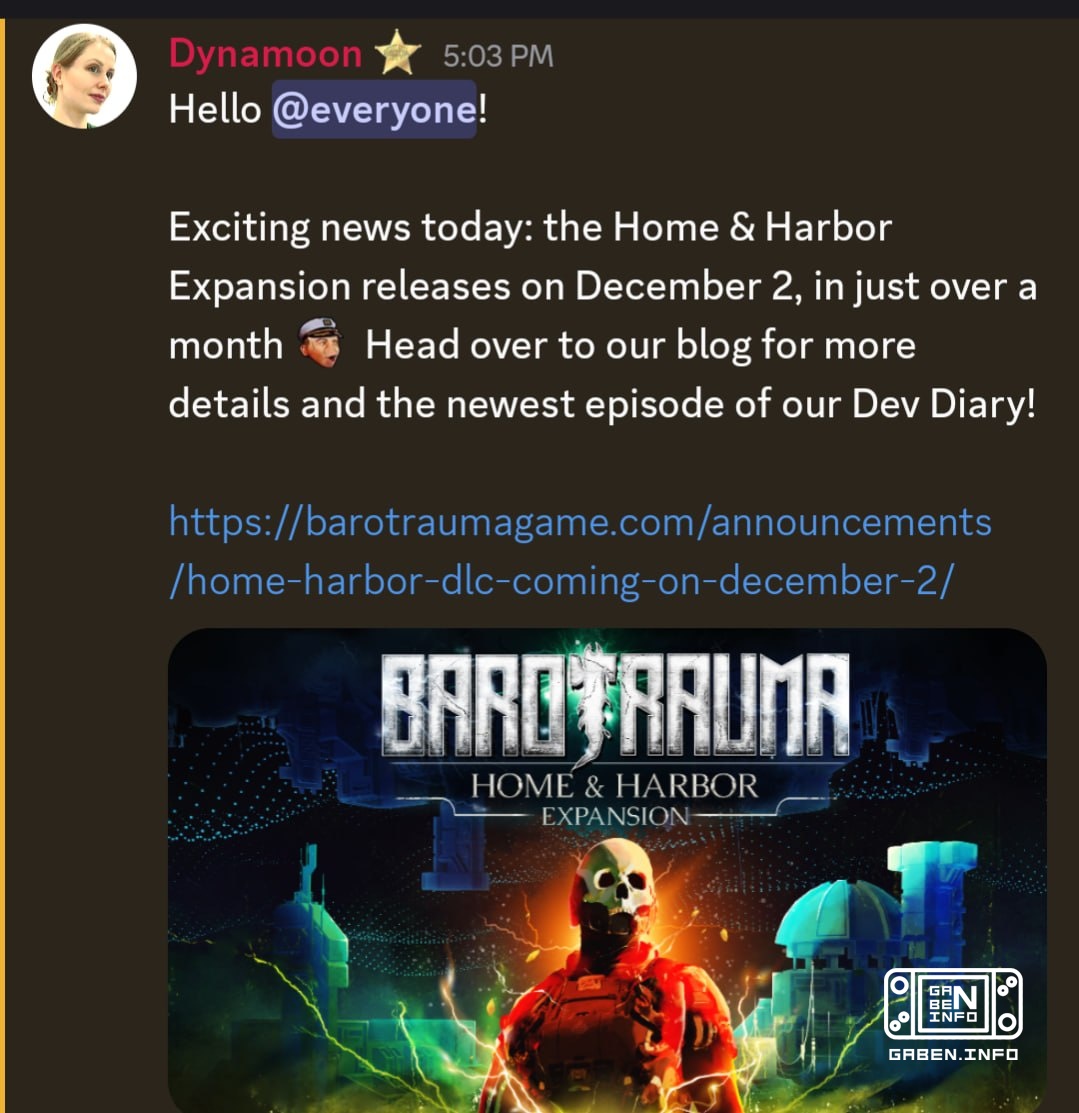 Barotrauma akan mendapatkan tambahan The Home and Harbor pada tanggal 2 Desember. Sukses sampai akhir tahun!