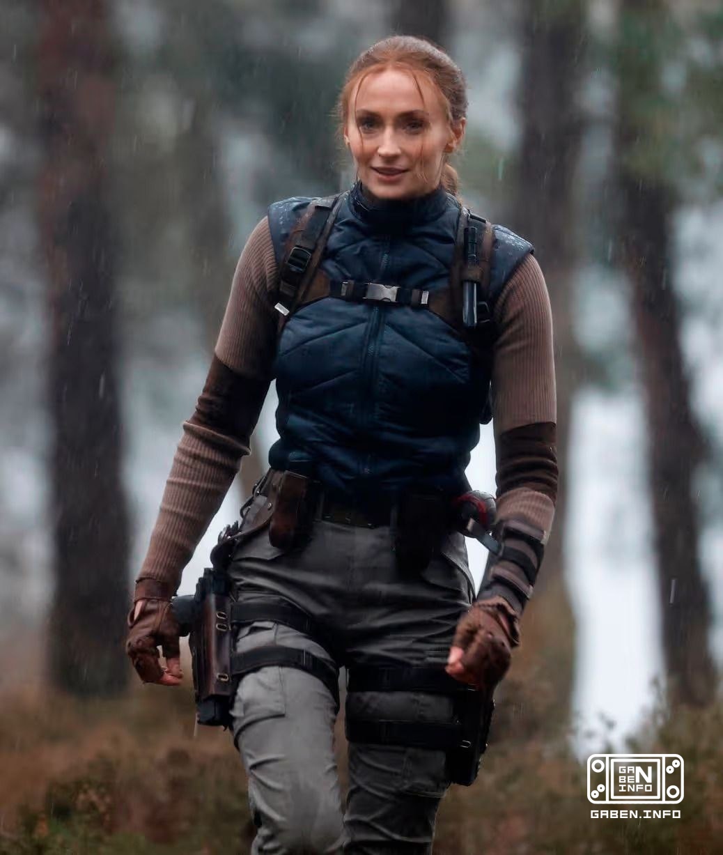Sophie Turner as Lara Croft in the upcoming TV series