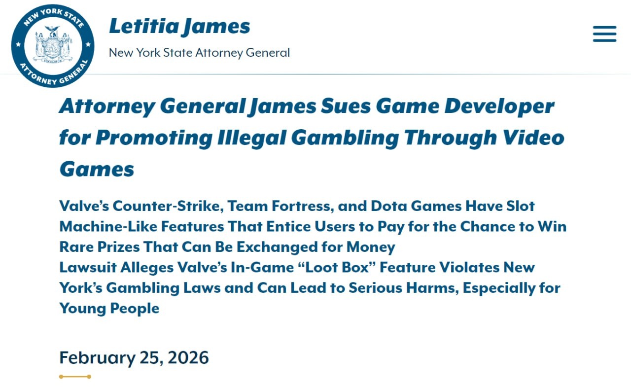 The New York Attorney General sued Valve over loot boxes in Counter-Strike, Team Fortress 2 and Dota 2. All this is rela...