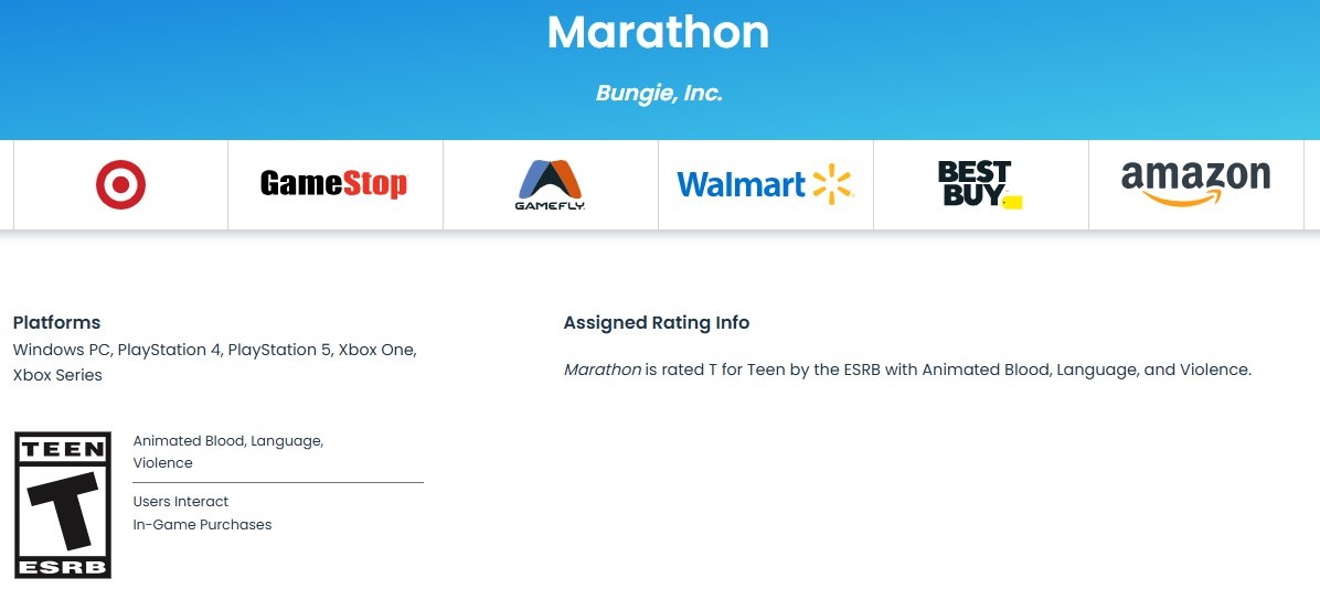 The ESRB has issued a rating for Marathon for PS4 and Xbox One. However, there has been no news or announcements about a...