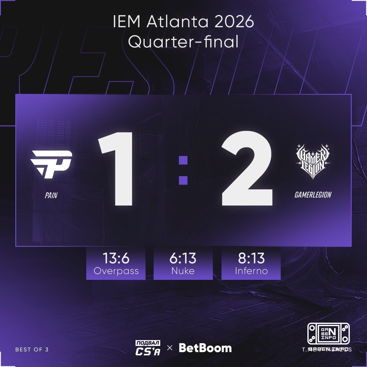 🇩🇪 GamerLegion проходят в полуфинал 🇸🇦 IEM Atlanta 2026 к 🇧🇷 Legacy