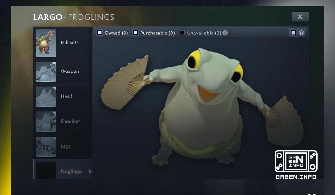 We are waiting for separate skins for Largo frogs! The arsenal has a separate slot for skins on small froglings.