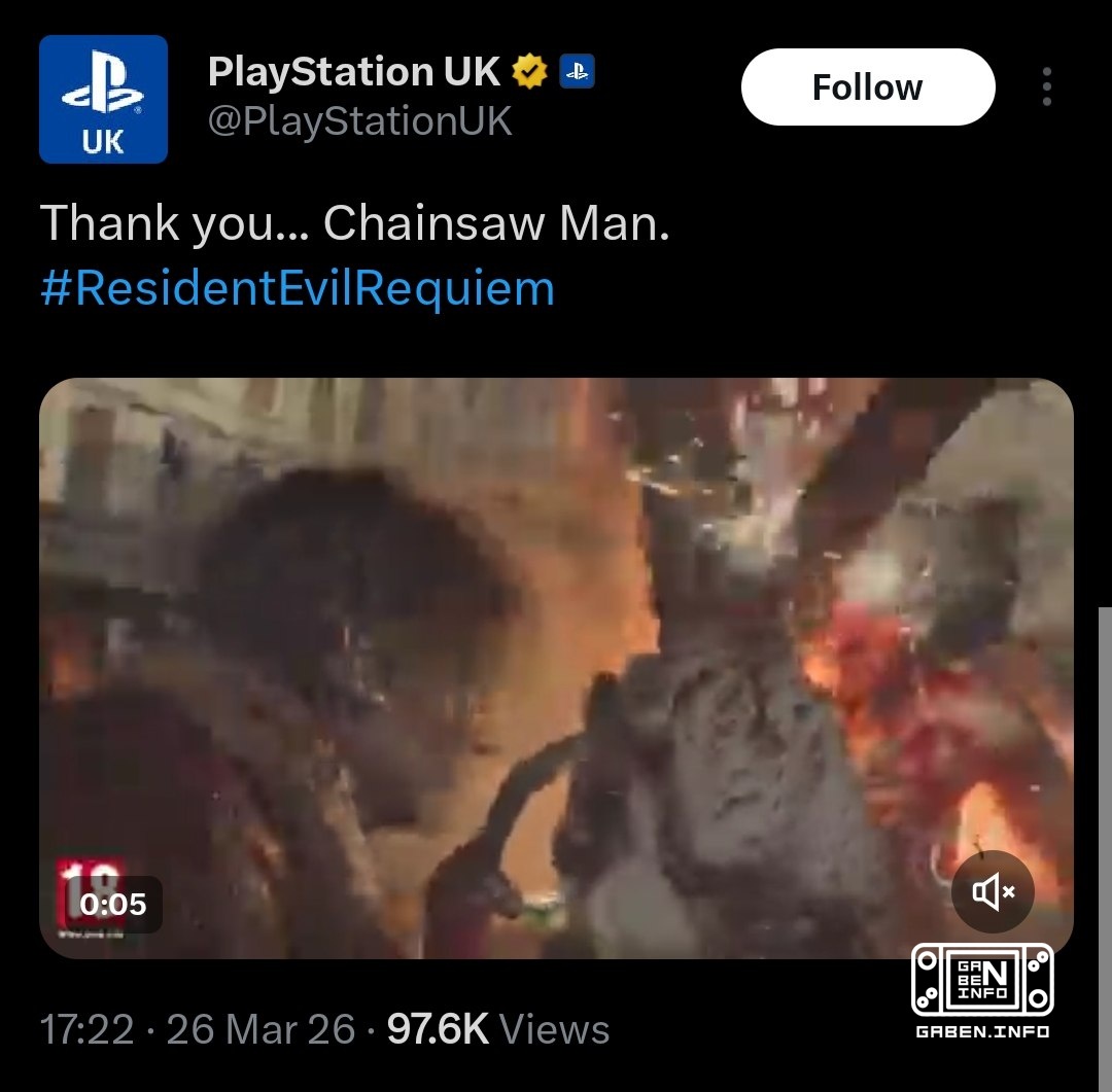 PlayStation thanks Chainsaw Man This is because it was Leon Kennedy who had the chainsaw during the fight with the chain...