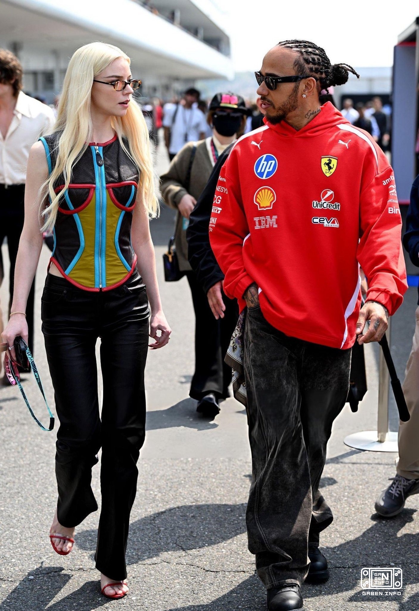 The stars of The Super Mario Galaxy Movie dropped by the Japanese F1 Grand Prix Jack Black, Criss Pratt and Anechka Tayl...